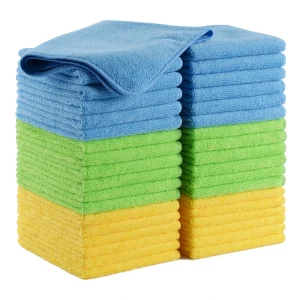 Custom Microfiber Cleaning Cloths Warp Knitted 400gsm Lint Free Super Absorbent Quick Dry Car Dish Kitchen Towels