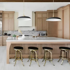 Custom Modern Farmhouse Light Oak Kitchen Cabinets with Island American Style Solid Wood RTA