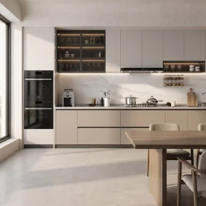 Custom Modern Kitchen Cabinet with Lacquer Finish and Plywood Carcase