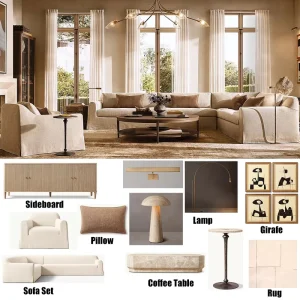 Custom Modern Living Room Furniture Set High End Design Side Coffee Table Wooden Sideboard Soft Sofa Set Apartments Home Hotels