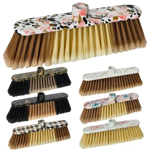 Custom Multi Color Printed PET Broom & Dustpan Kit Household Sweeper with PVC Coated Telescopic Steel Handle
