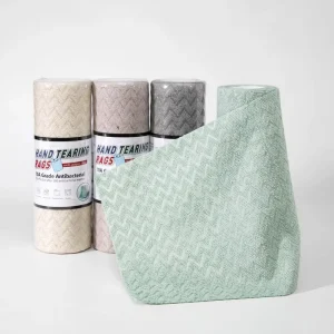 Custom Multi Purpose Reusable Rag Water Pattern Kitchen Towel Microfiber Tear Away Dish Cleaning Cloth Roll Wash Cloths
