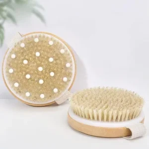 Custom Natural Bristle Dry Skin Brushing Exfoliating Scrub Massager Shower Cleaning Brushes Wooden Handle Bath Body Brush
