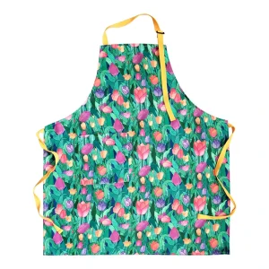 Custom OEM Fashionable Sleeveless Reusable Eco Friendly Digital Printed Linen Kitchen Cleaning Apron No Minimum Order Quantity