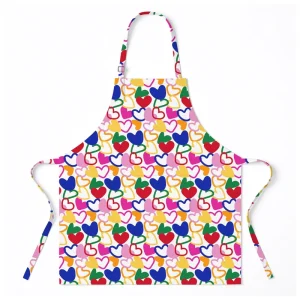 Custom OEM Linen Kitchen Apron with Reactive Digital Print Low MOQ Factory Direct Fast Delivery