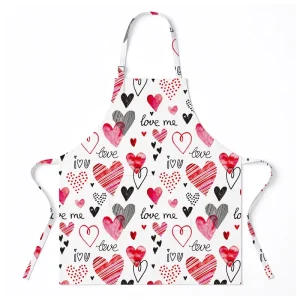 Custom OEM Linen Kitchen Apron with Reactive Digital Printing Low MOQ Factory Direct