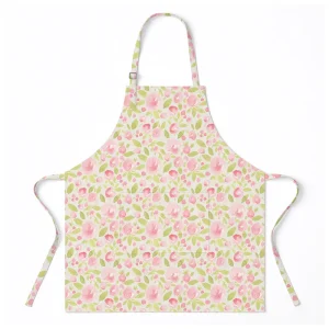 Custom OEM Linen Kitchen Apron with Reactive Digital Printing Low MOQ Factory Direct