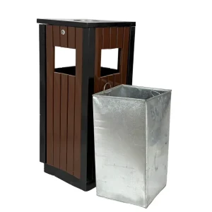 Custom Outdoor Steel wood Combination M53 350*350*800mm Outdoor Standing Waste Bins