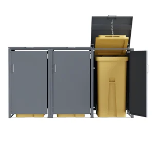 Custom Outdoor Waste Bins 3 Set Wheelie Bin Storage Galvanized Steel Open Top 60L 240L Water Resistant Customized Size