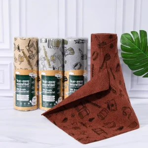 Custom Packaging Lazy Rag Kitchen Microfiber Disposable Washable Thickened Dual Use Wet Dry Cleaning Roll Dishwashing Cloth