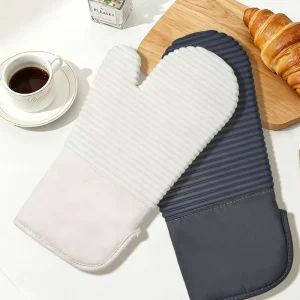 Custom Pattern Durable Silicone Cotton Oven Mitts Non Slip Printed Logo Bakeware Sets Heat Resistant Oven