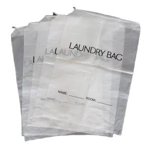 Custom Portable Travel Laundry Bags Biodegradable PE Drawstring Recyclable Hotel Dirty Clothes Storage Solution Customizable
