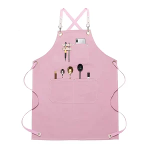 Custom Print Canvas Black Kitchen Apron for Women Sleeveless Waist Chef Apron with Towel Loop for Home and Professional Use