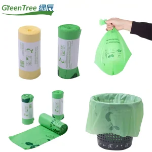 Custom Printed Eco Friendly Garbage Bags 100% Compostable Biodegradable Waste Trash Bin Liner Bags for Household Kitchen
