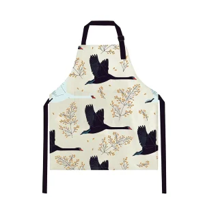 Custom Printed Eco Friendly Reusable Washable Sleeveless Kitchen Aprons Service Cotton Linen Blend for Premium Retail Supply