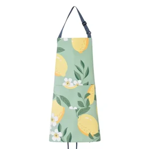 Custom Printed Floral Logo Washed Cotton Kitchen Cooking Bbq Sublimation Blank Apron