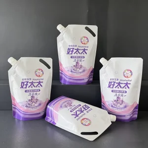 Custom Printed Resealable Laundry Detergent Spout Pouch Durable Leak Proof Stand up Bag for Liquid Detergent Softener Packaging