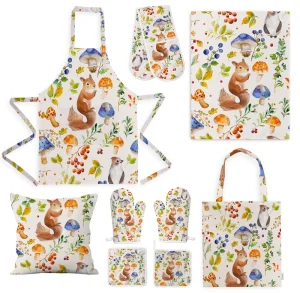 Custom Printed Reusable Durable Sleeveless Cotton Eco Friendly Lightweight Breathable Washable Aprons Tea Towels Tote Bags Oven