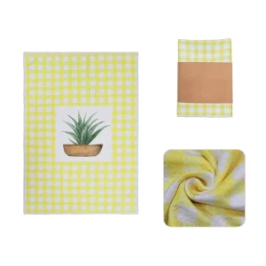 Custom Printing Eco Friendly Waffle Kitchen Towel Highly Absorbent Microfiber Cleaning Cloth Tea Towel
