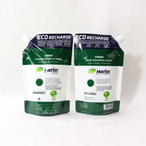 Custom Recycle 500ml 1l Laundry Soap Powder Dishwashing Liquid Packaging Spouted Bag Washing Refill Bags Detergent Spout Pouch