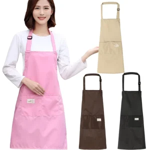 Custom Reusable Sleeveless Restaurant Kitchen Cooking Aprons for Women