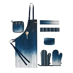 Custom Reusable Washable Linen Sleeveless Kitchen Aprons with Digital Printing for Lifestyle Brands and Boutique Stores