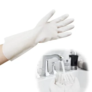 Custom Rubber Fancy Cleaning Gloves Thick Household Work Rubber Gloves High Quality Heavy Weight White Nitrile Rubber Gloves