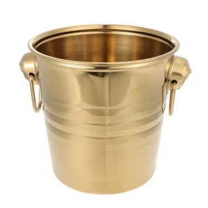 Custom Silver Stainless Steel Eco-Friendly Ice Bucket with Two Handles and Custom Logo for Beer, Minimalist Design