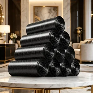 Custom Size Biodegradable Black Plastic Trash Bags 40~95 Gallon Large Garbage Bags for Home Kitchen Hotel