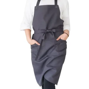 Custom Size Low MOQ Ready to Ship Bib Work Apron Polyester Cotton with Pocket Linen and Fabric Material for Kitchen Use