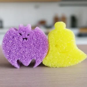 Custom Soft Smile Face Scouring Sponge for Kitchen Dish Cleaning Eco Friendly Strong Decontamination 10x4cm