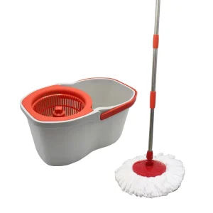 Custom Spin Mop and Bucket Set Self Wringing Microfiber Mop with Adjustable Stainless Steel Handle