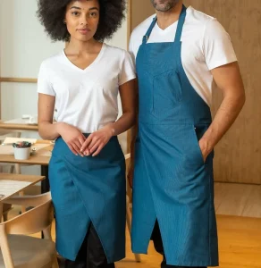 Custom Split Blue White Color Household Kitchen Canvas Sleeveless Apron Coffee Shop Baking Apron