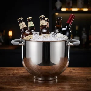 Custom Stainless Steel Ice Buckets Single and Double Walled Ideal for Baking Whipping Cream and Chilling Beer Beverages