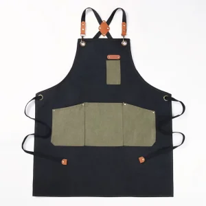 Custom Stylish Adult Chef Apron Plain Cotton Canvas Waist Kitchen Tool Garden Waterproof with Factory Direct Custom Logo