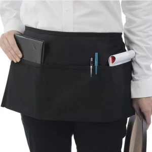Custom Waitress Aprons with 3 Pockets Waist Aprons Commercial Waiter Half Apron Long Straps for Restaurant Server Work