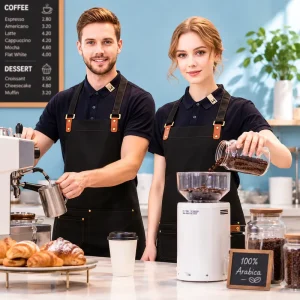 Custom Water Repellent Canvas Sleeveless Halter Neck Bib Apron Reusable Logo Design Thermal Use for Restaurant Kitchens Coffee