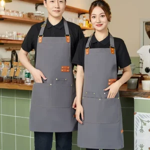 Custom Waterproof Canvas Aprons Denim Cross-border Coffee and Milk Tea Shop Work Aprons Water-repellent