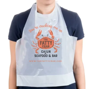 Custom Waterproof Disposable Restaurant Plastic Crab Bibs Seafood Lobster Bib Aprons for Adult