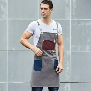 Custom Waterproof Oil proof 100% Cotton Canvas Cooking Kitchen Aprons for Men