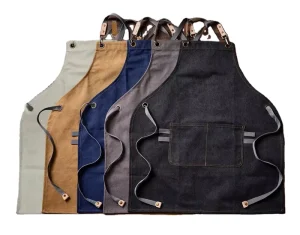 Custom Waterproof Oil proof 100% Cotton Canvas Cooking Kitchen Aprons for Men Brown Chef Cross Back Straps