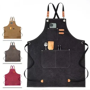 Custom Waterproof Oil proof Cotton Canvas Cooking Kitchen Aprons for Men