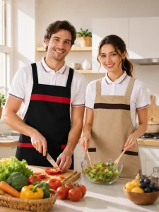 Custom Waterproof Work Apron Contrast Color Cross Back Apron with Large Pockets for Kitchen Bakery Cafe Restaurant
