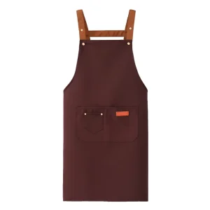 Custom Women Men Unisex Promotional Brown 100% Canvas Uniform Waterproof Cooking Kitchen Delantal Aprons
