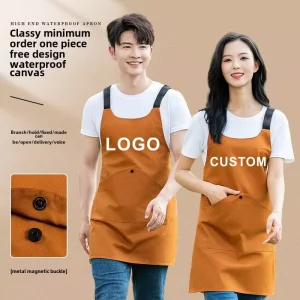 Custom Work Apron for Women Breathable Waterproof Logo Printing for Catering Restaurant Use