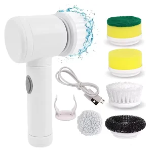 Custom logo Electric Spin Scrubber 5 Replaceable Heads Handheld Cleaning Brush Bathroom Kitchen Window Bottle Sponge Style