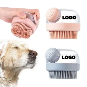 Custom logo Handheld Soft Silicone Comb for Pet Bathing Cleaning Shampoo Dispensing Brush for Dogs Cats Plastic Rubber Supplies
