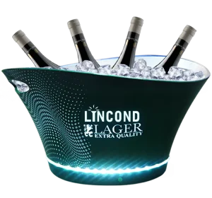 Custom logo Large Bucket with Handles Dispenser Beer Nightclub Ice Bowls Vodka Illuminated Ice Buckets