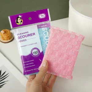 Custom logo Long Lasting Square Dual sided Dishwash Scouring Pad Scrubber Sponge Manufacturer