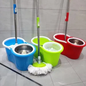 Customizable 360 Spin Steel Mop Rod with Swivel Handle Microfiber Mop Head 70-80% Dehydration Rate Floor Cleaning Mop Bucket